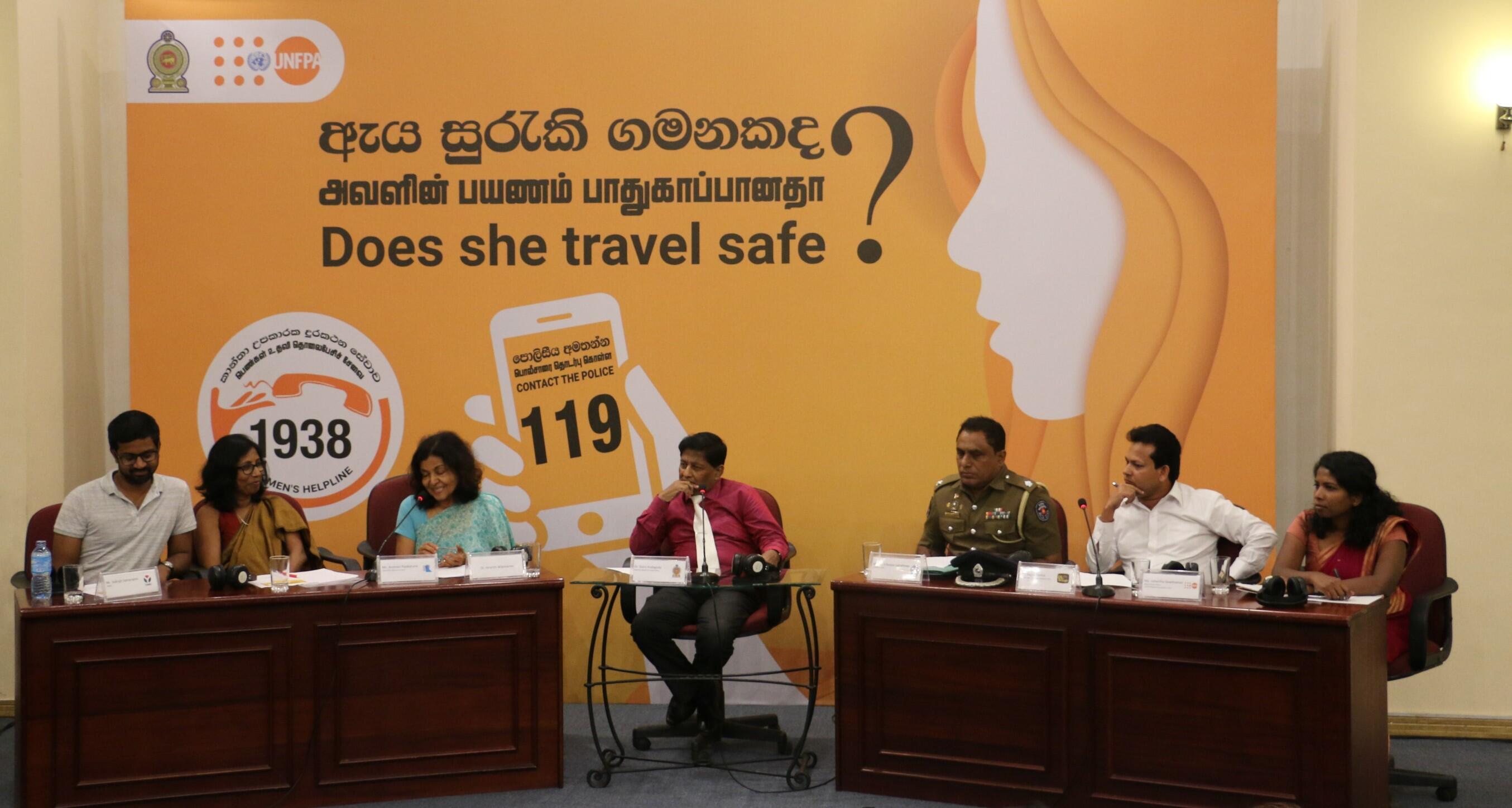  The panelists (L-R): ​Mr. Indrajit Samarjiv - Founder of YAMU, Ms. Anomaa Rajakaruna - Film Maker, Dr. Hiranthi Wijemanne - Former Vice Chairperson of the Monitoring Committee of the Convention on the Rights of the Child, Dr. Sisira Kodagoda - Moderator of the Panel - Chairman of the National Council for Road Safety, ASP M. R. Lamahewa - Sri Lanka Police, Mr. Vajira Perera - Video Journalist at ITN, Ms. Ushanthy Gowthaman - Blog Content Writer, UNFPA. 