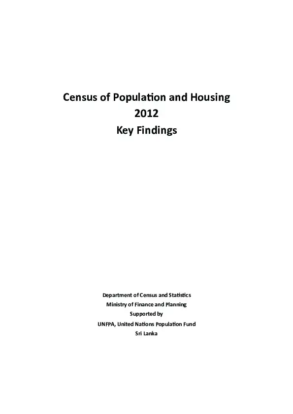 Census of Population and Housing  2012  Key Findings